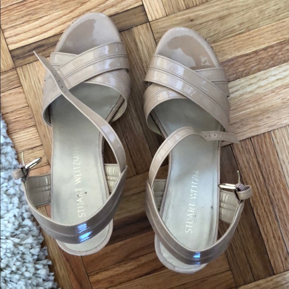 Stuart weitzman size 7.5 nude espadrille wedges